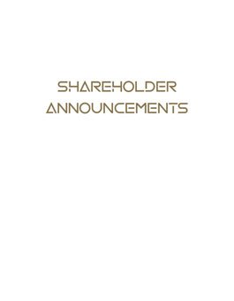 Shareholder Announcements 2020/2021